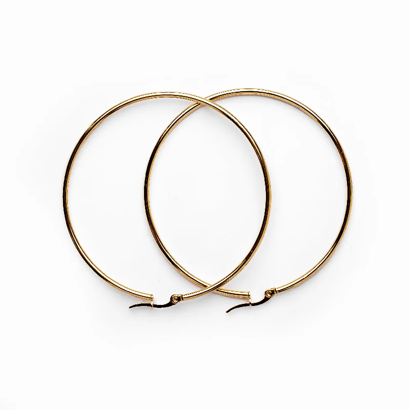 Women’s vintage diamond earrings-Hoop Earrings - Gold