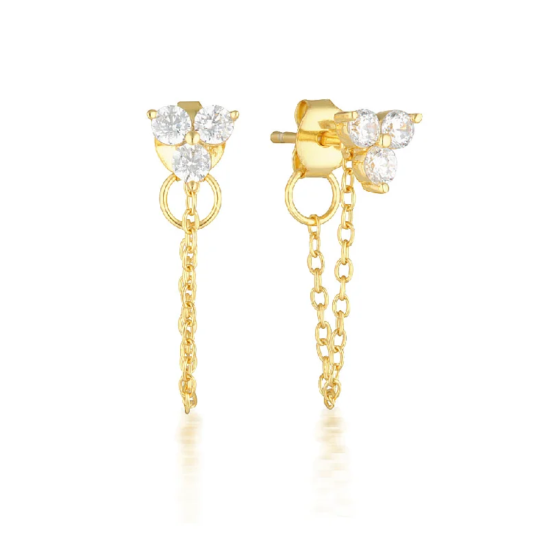 Women’s cubic zirconia earrings-Fleur Earrings