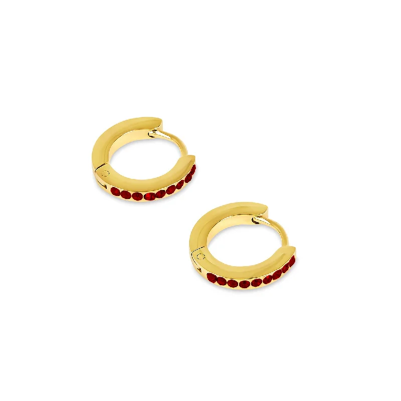 Women’s multi-color gemstone earrings-Birthstone Huggie Hoop Earrings - Gold (Select Your Birthstone!)