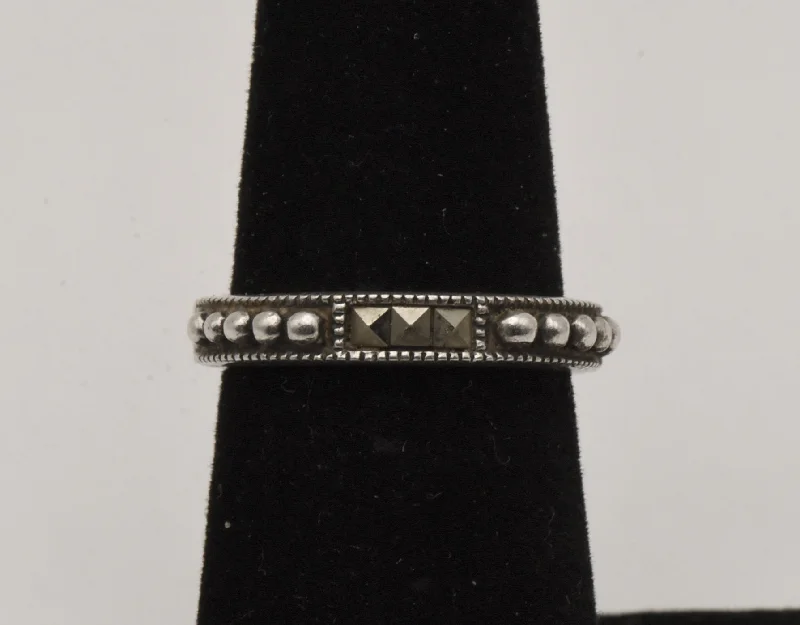 Women’s sterling silver rings-Judith Jack - Sterling Silver and Marcasite Band - Size 5.75