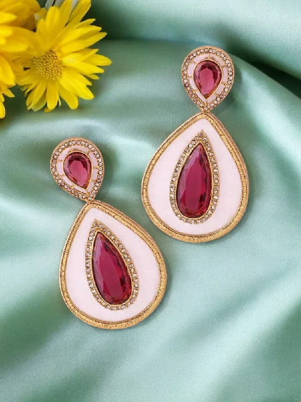 Women’s luxury earrings-Wine Brishti Danglers