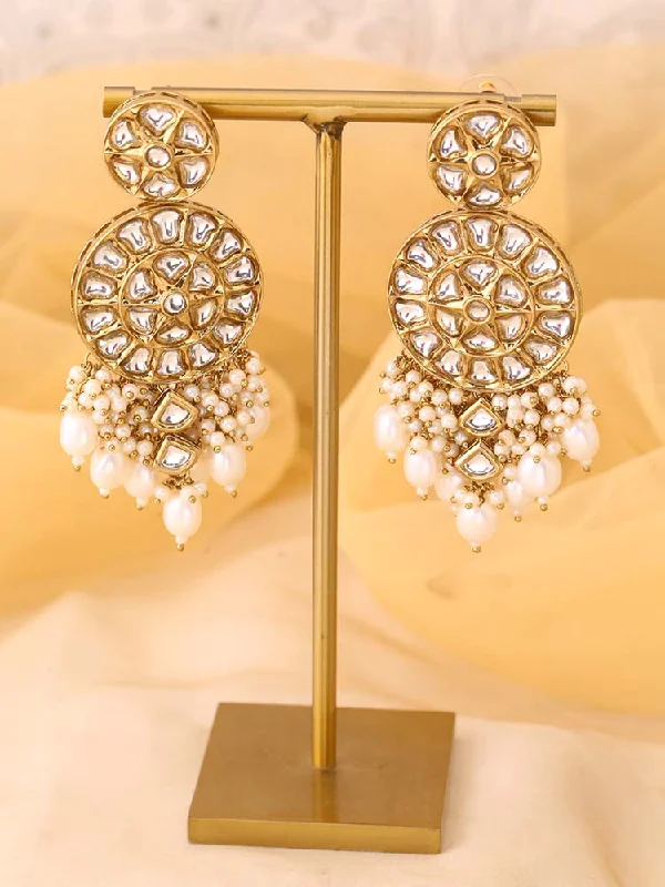 Women’s statement earrings-Ivory Rachna Chandbalis