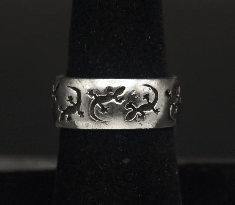 Women’s eternity ring sets-Vintage Sterling Silver Lizard Band - Size 7