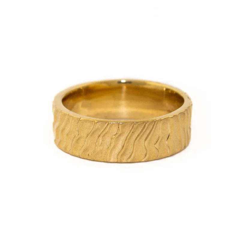 Women’s birthstone rings-Yellow Gold Fingerprint Band