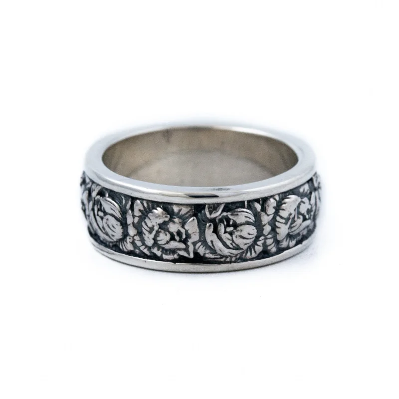 Women’s handmade rings-Silver x Band of Roses