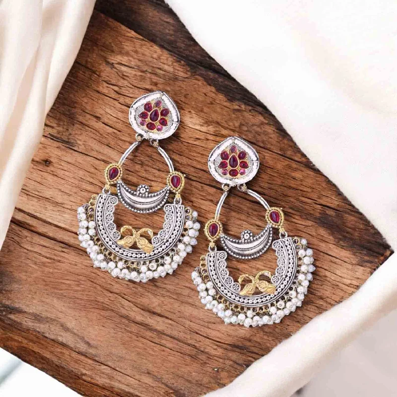 Women’s sterling silver stud earrings-Antique Inayati Oxidised Chandbalis