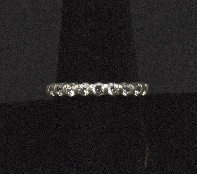 Women’s rose gold diamond rings-Diamonique - Vintage Sterling Silver Cubic Zirconia Infinity Band - Size 9