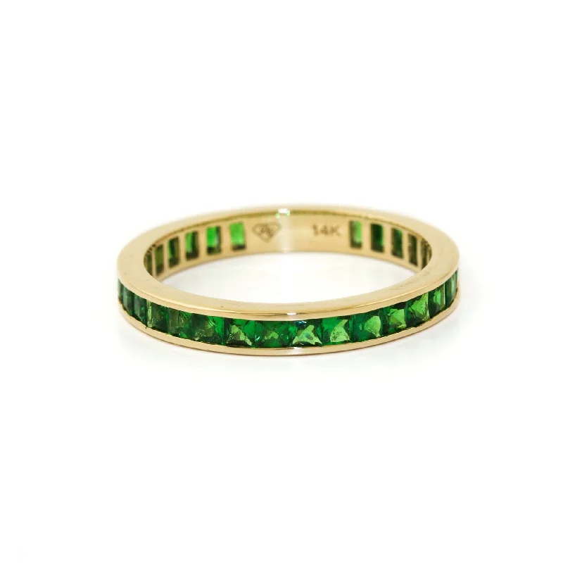 Women’s stackable rings-14k Gold x 3mm Tsavorite Channel-Set Eternity Band