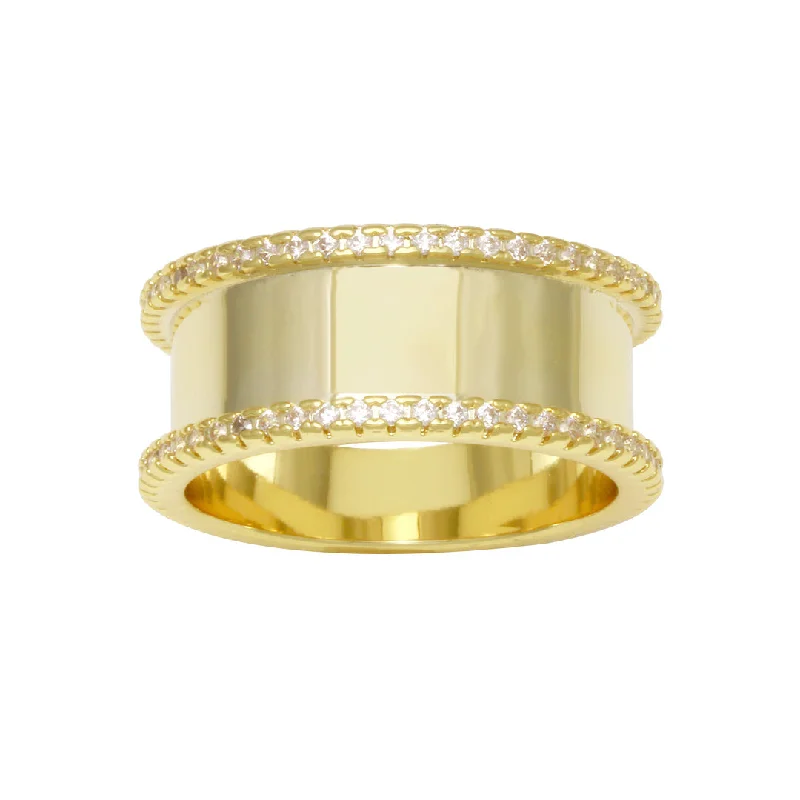 Women’s custom diamond rings-Double Pave Row Cigar Band