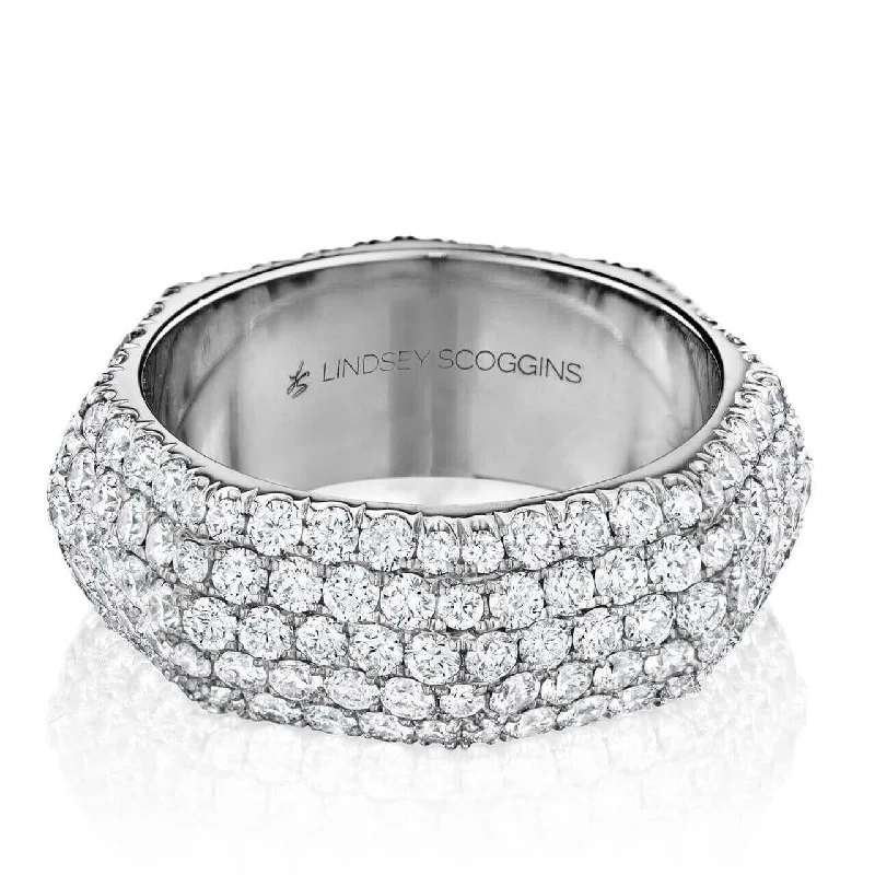 Women’s vintage wedding rings-STILL FIVE ROW DOMED PAVE BAND