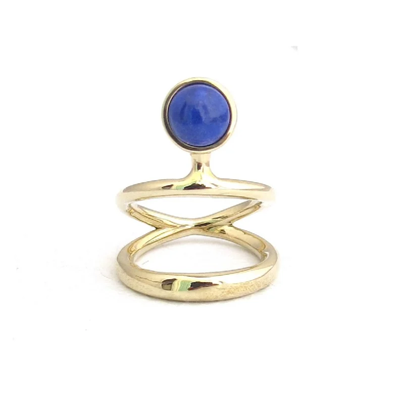 Women’s silver stackable rings-Vine Lapis Dual Band