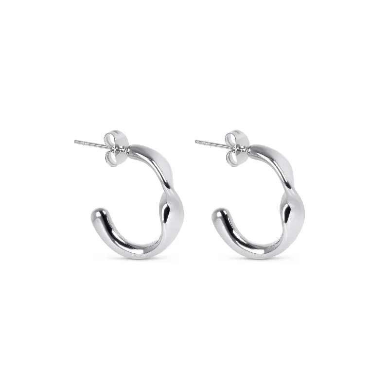 Women’s nature-inspired earrings-Sculpture Half Hoop Earrings - Silver