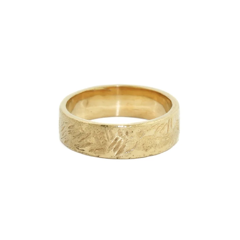 Women’s pearl rings-Yellow Gold x 6mm "Rebel" Cigar Band