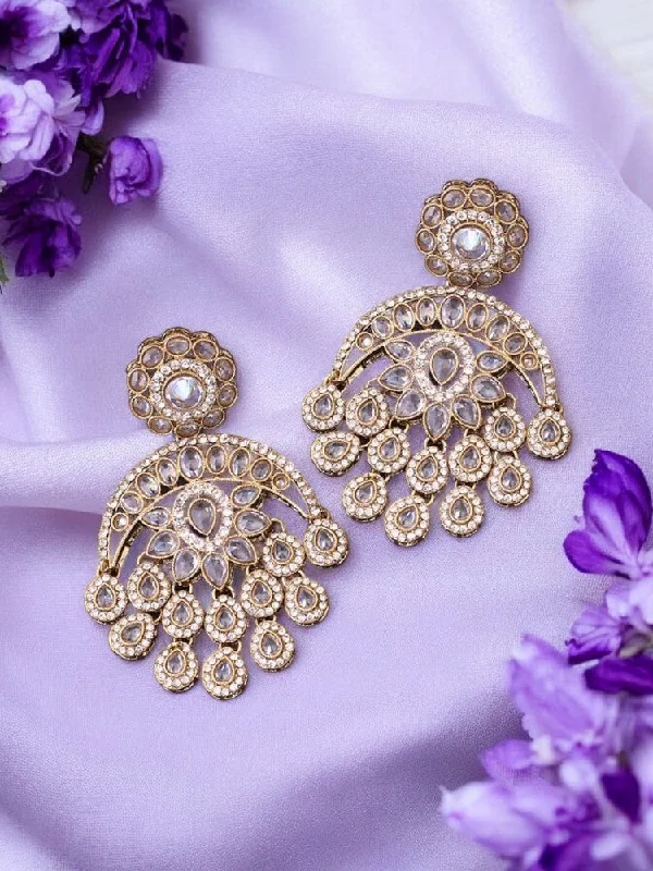 Women’s vintage gold earrings-Ivory Aranya Chandbalis