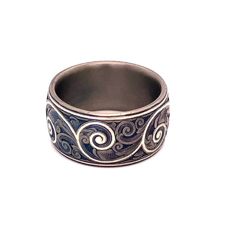 Women’s titanium rings-Read Wilson Titanium Band with Inlaid Silver