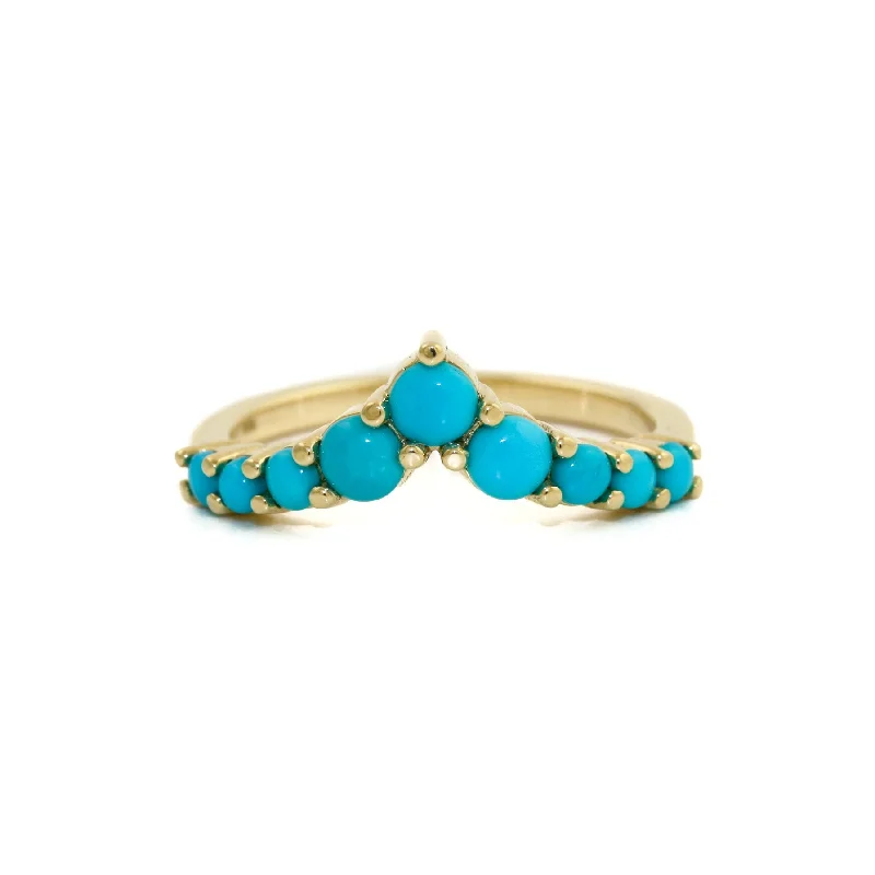 Women’s stackable gemstone rings-14K Gold Sleeping Beauty Turquoise Tiara Band