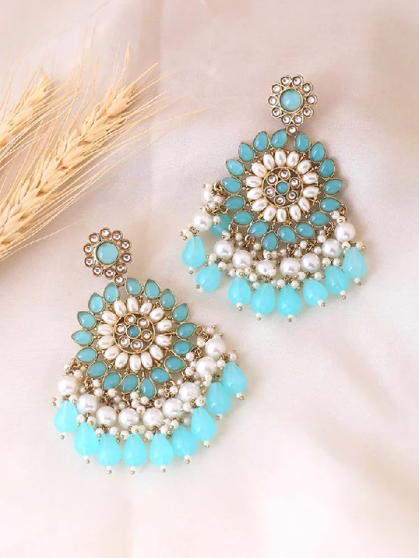 Women’s hoop ear cuffs-Turquoise Triguna Chaandbalis