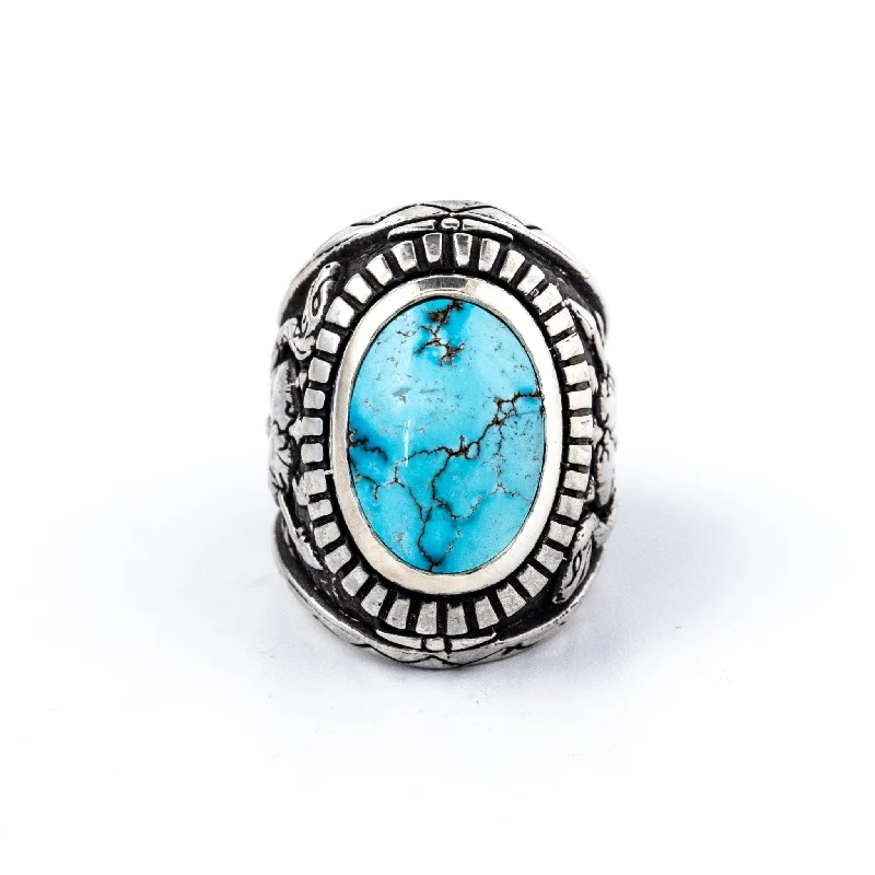 Women’s minimalist rings-Black Mountain x Egyptian Turquoise (Reserved - Dirty Honey)