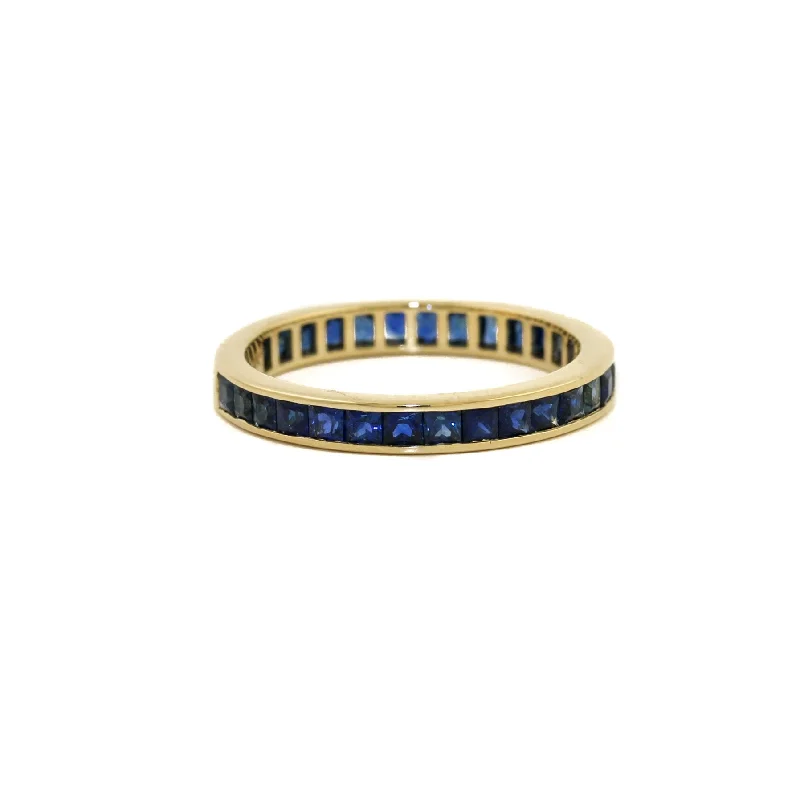 Women’s jade rings-14k x 3mm Blue Sapphire Channel-Set Eternity Band