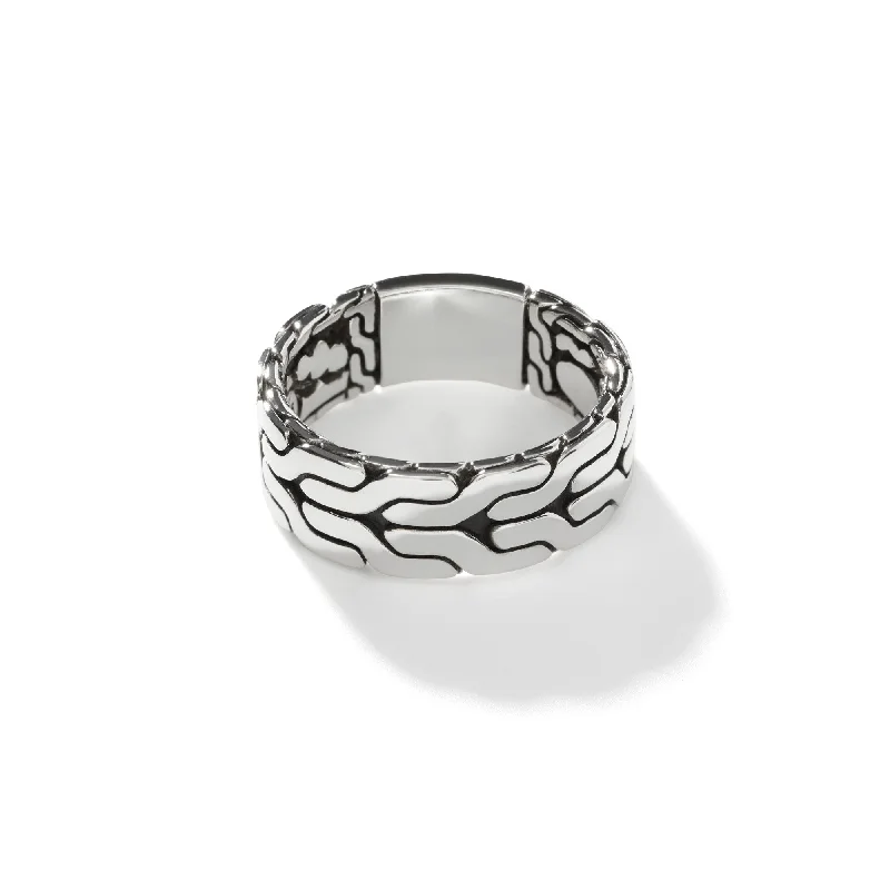 Women’s adjustable rings-John Hardy carved chain band