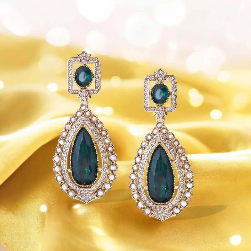 Women’s chandelier earrings-Emerald Rinaya Danglers