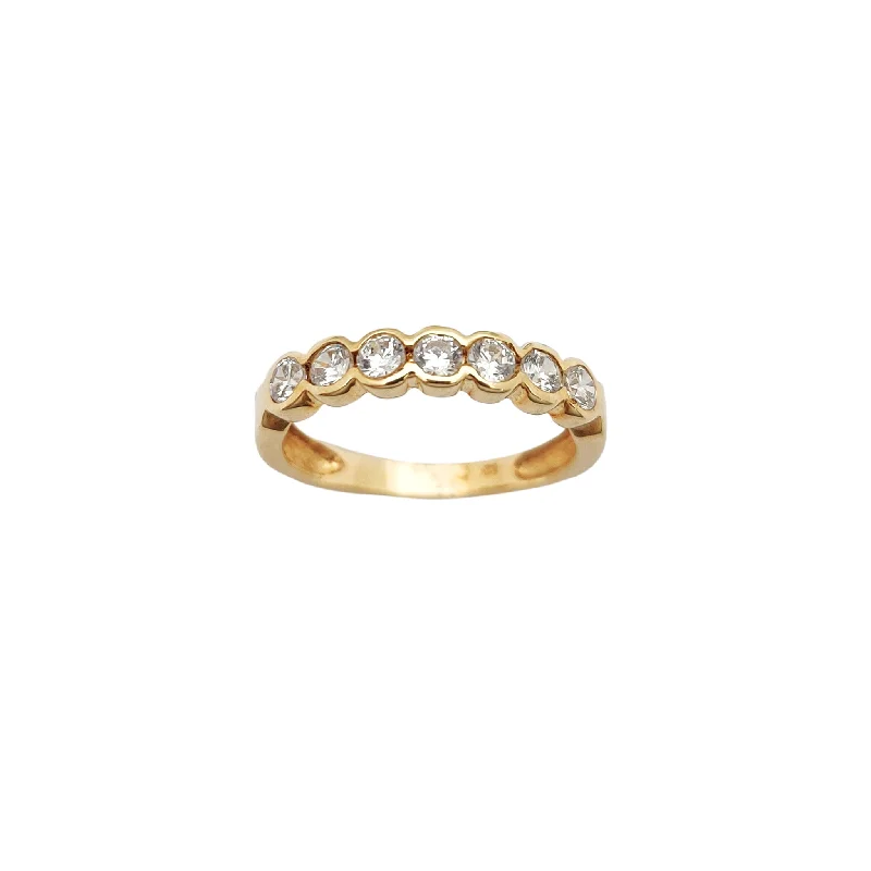 Women’s three-stone rings-Bezel CZ Conduit Band (14K)