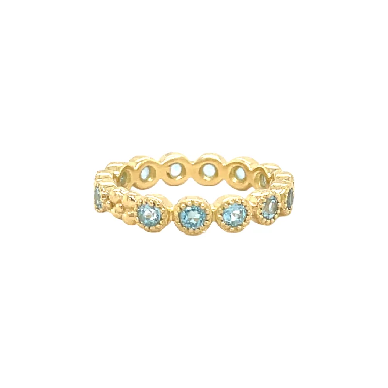 Women’s amethyst rings-Blue Topaz Jasmine Band/ 18k Gold