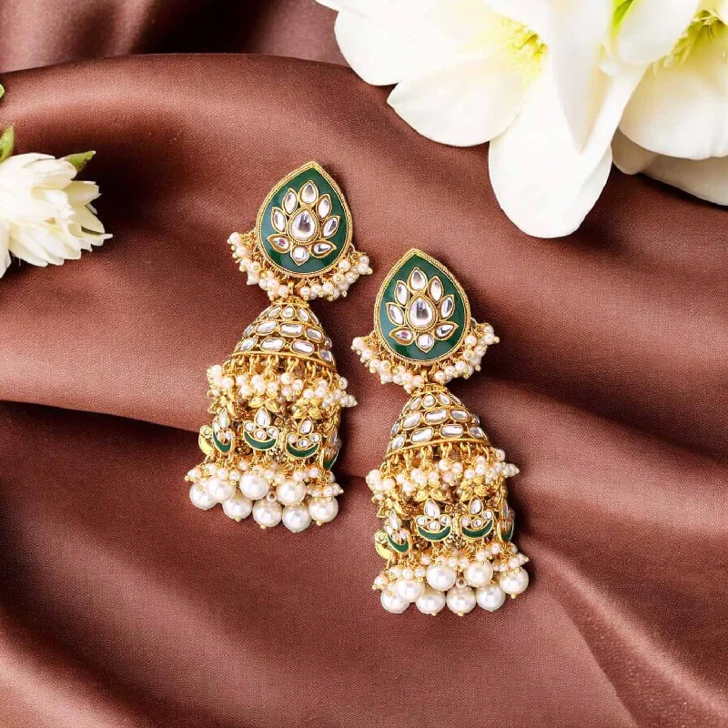 Women’s drop earrings-Ivory Nieri Jhumkis