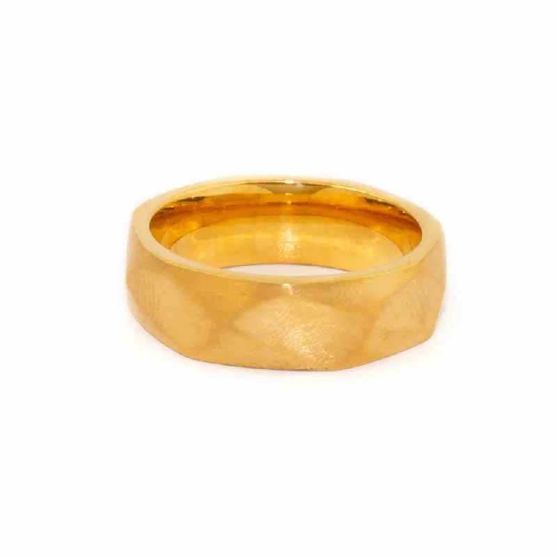 Women’s gold-plated rings-Gold x Polygonal Cigar Band