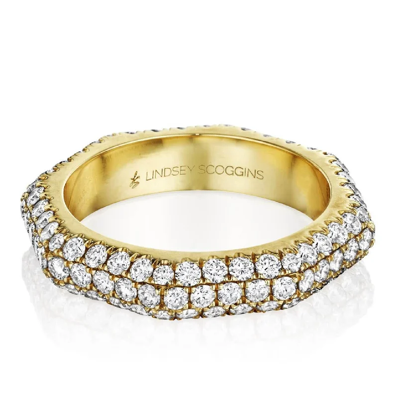 Women’s eternity ring sets-STILL TRIPLE ROW DOMED PAVE BAND