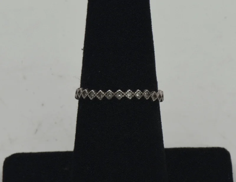 Women’s unique rings-Vintage Sterling Silver and Gold Tone Cubic Zirconia Band - Size 6.25