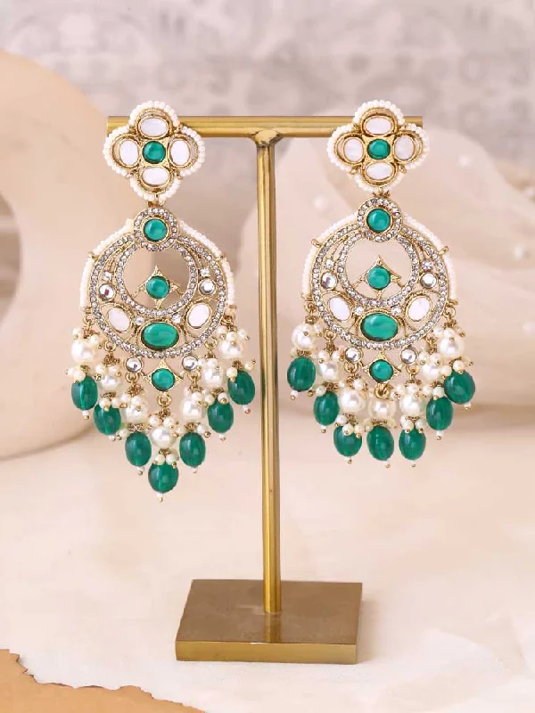 Women’s designer diamond earrings-Emerald Ishika Chaandbalis