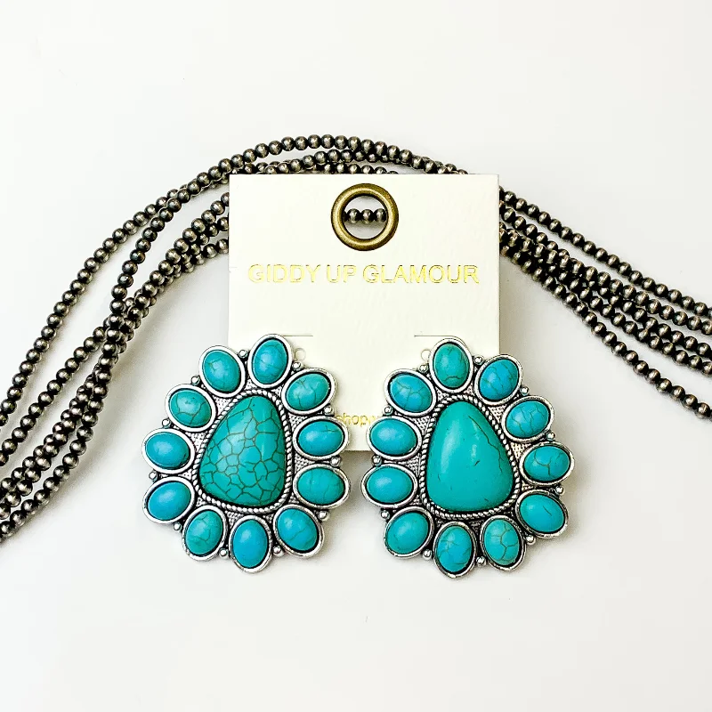 Women’s geometric earrings-Triangular Cluster Earrings in Turquoise