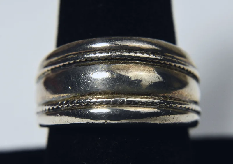 Women’s eternity rings-Vintage Handmade Sterling Silver Band - Size 8.75