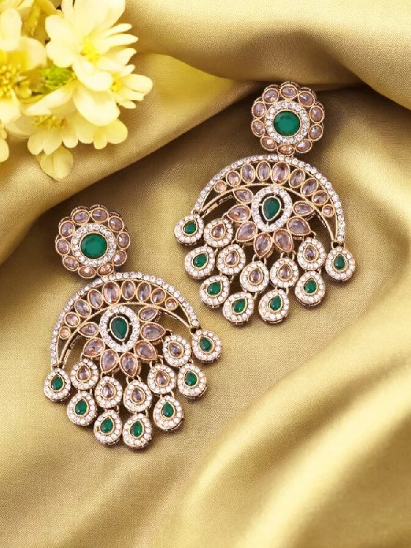 Women’s gold earrings-Emerald Aranya Chandbalis