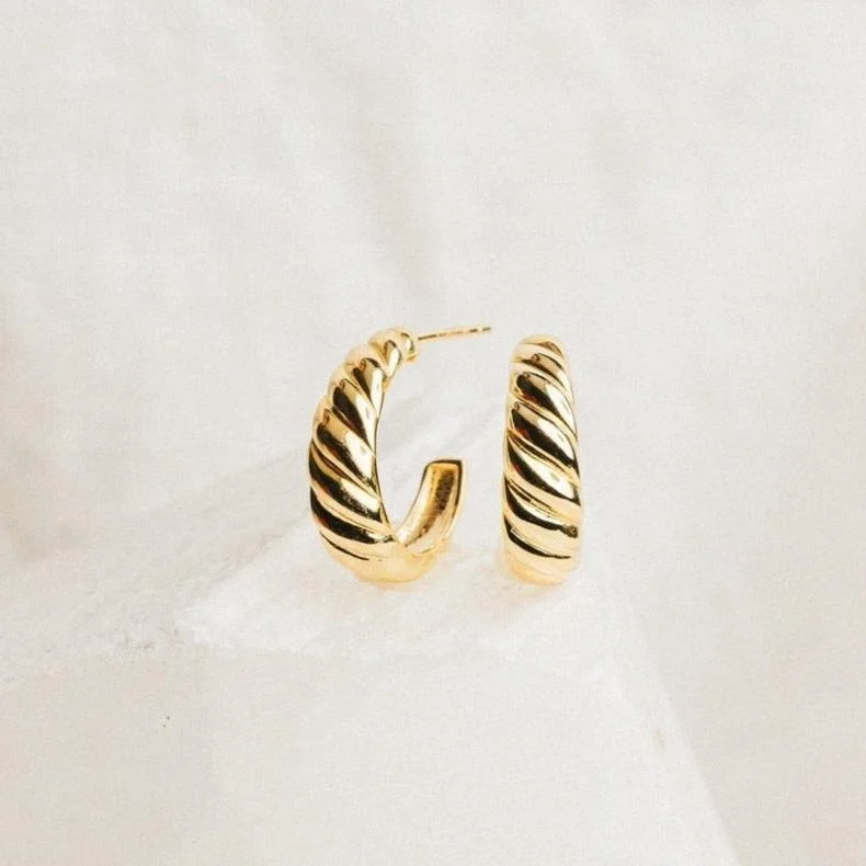 Women’s large statement earrings-Croissant Hoops