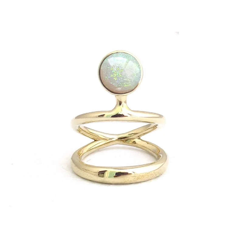 Women’s chunky rings-Vine Opal Dual Band