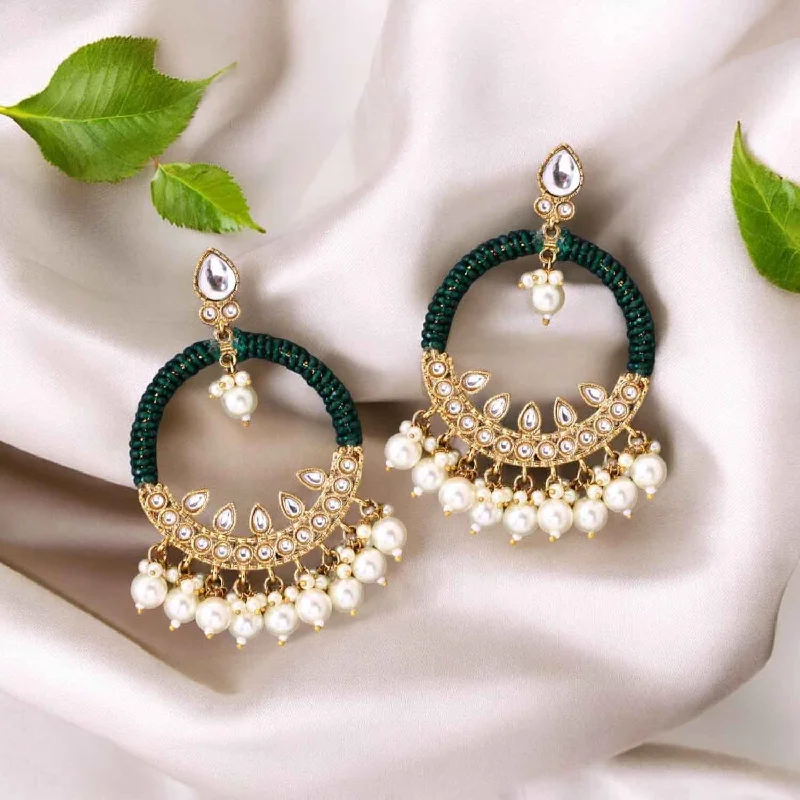 Women’s delicate earrings-Emerald Meeru Chandbalis