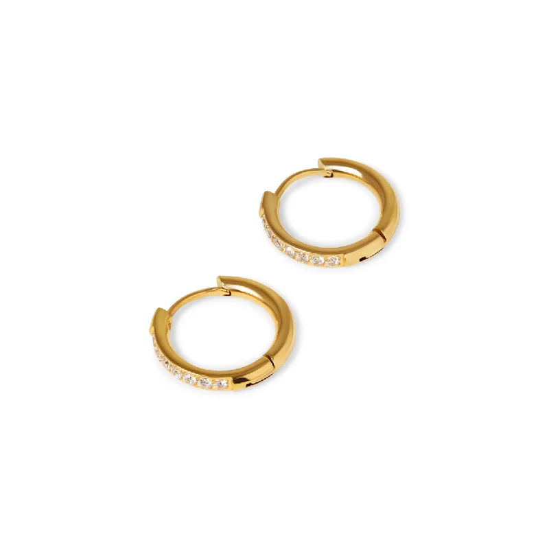 Women’s long drop earrings-Arielle Stone Hoop Earrings - Gold