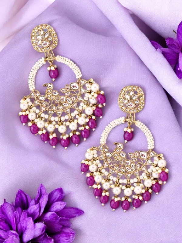 Women’s geometric earrings-Purple Nishi chandbalis