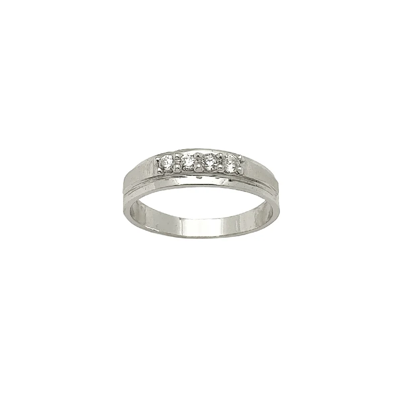 Women’s trendy rings-CZ Prong Row Band (14K)