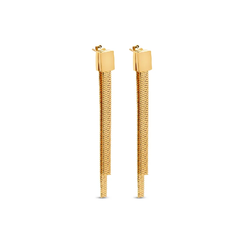 Women’s gold hoop stud earrings-Tassel Dangle Earrings - Gold