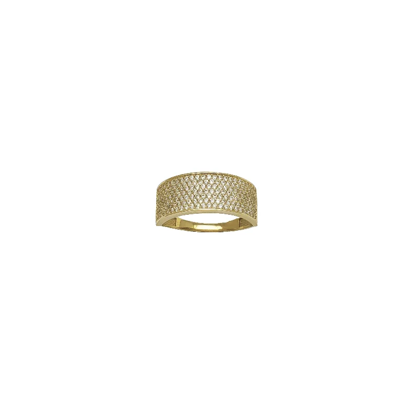 Women’s antique rings-Pavé CZ Wide Semi Band (14K)