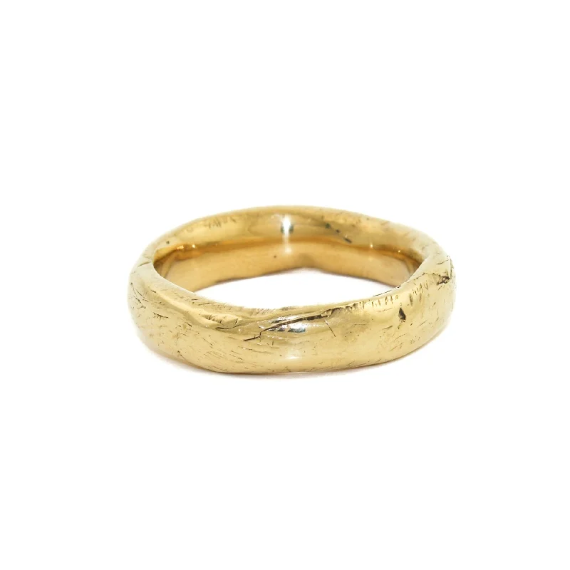 Women’s black diamond rings-Yellow Gold x 6mm "Bounder" Cigar Band