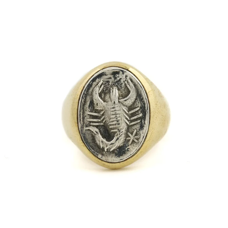 Women’s cubic zirconia rings-Scorpio King Intaglio Signet