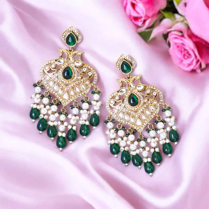 Women’s chandelier diamond earrings-Emerald Parvika Chandbalis