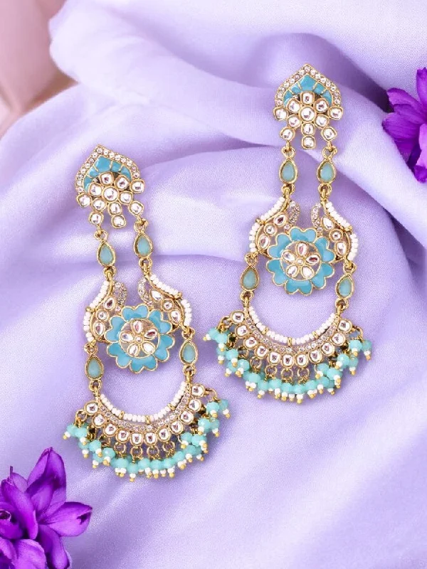 Women’s trendy earrings-Turquoise Dia Chandbalis