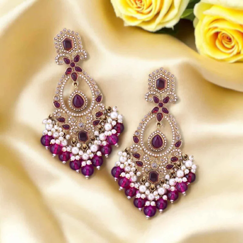 Women’s designer diamond earrings-Purple Aamira Danglers