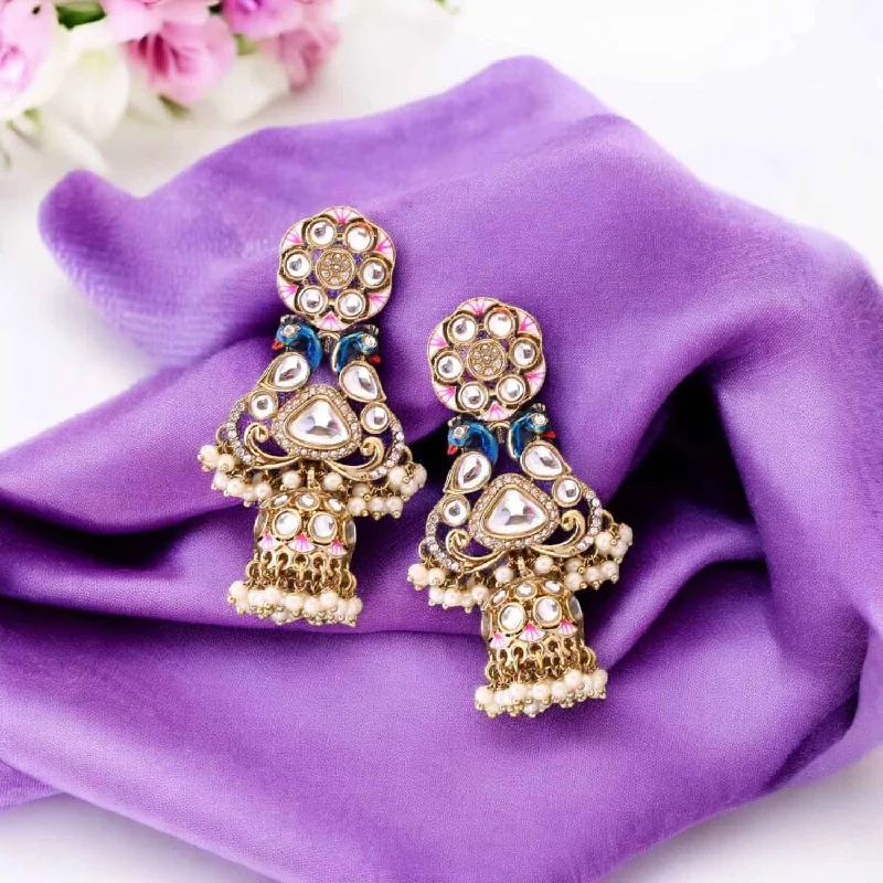 Women’s silver dangly earrings-Ivory Bhagya Jhumkis