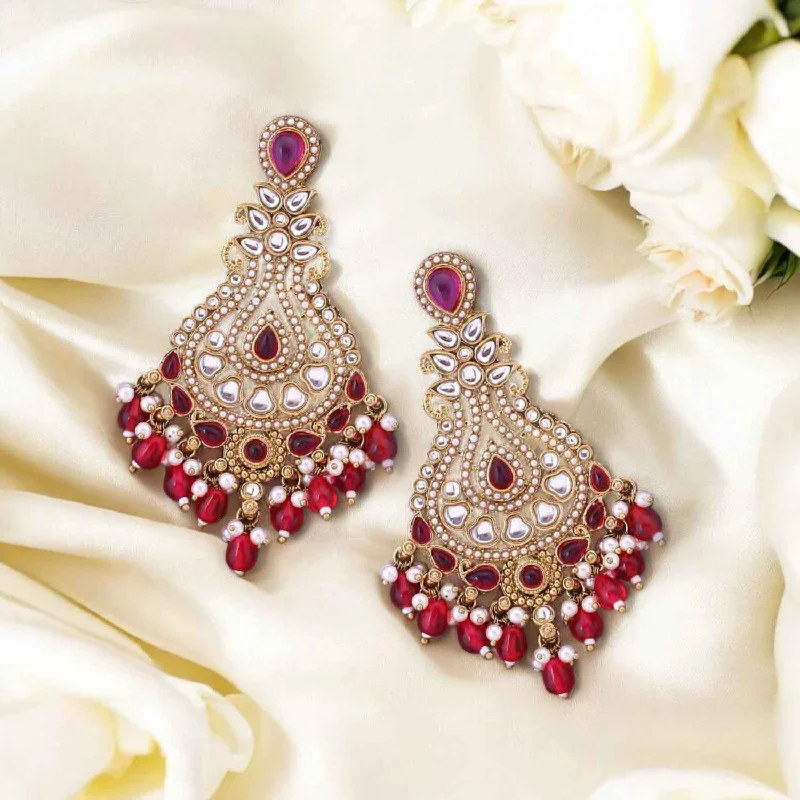 Women’s gemstone stud earrings-Rani Maalika Chandbalis